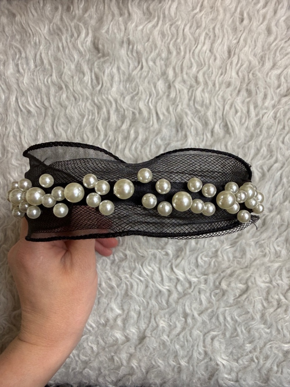 Black And Pearl Headband